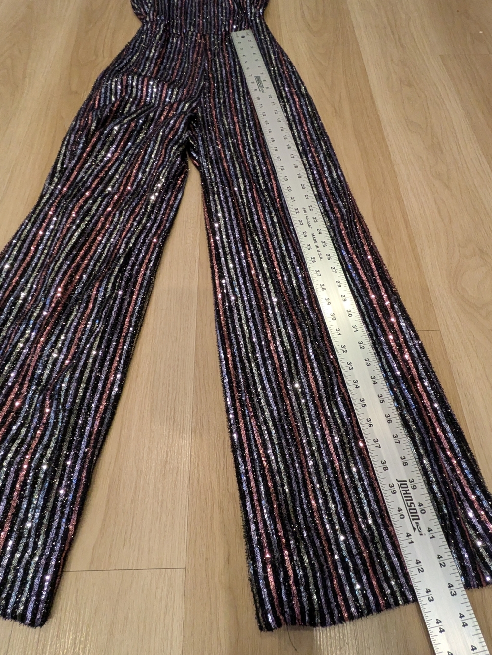Anthropologie Maeve Disco Halter Sparkle Striped Jumpsuit Size 2 - Picture 4 of 8